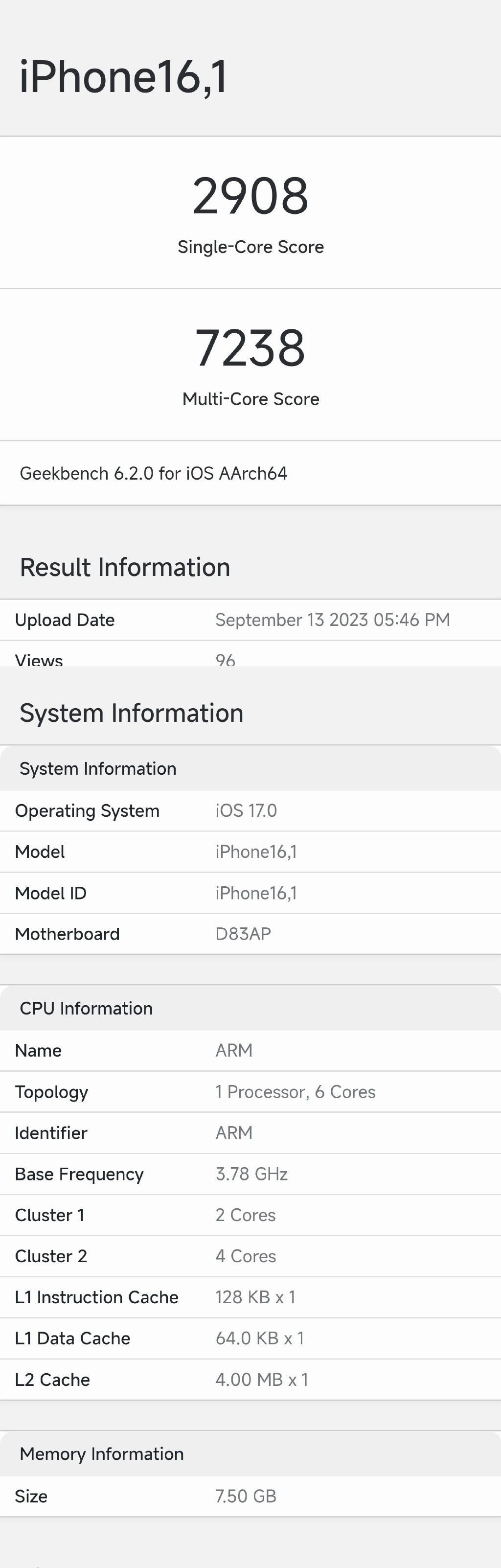 iPhone 15 Pro跑分出炉：频率飙到3.78GHz，8G内存实锤