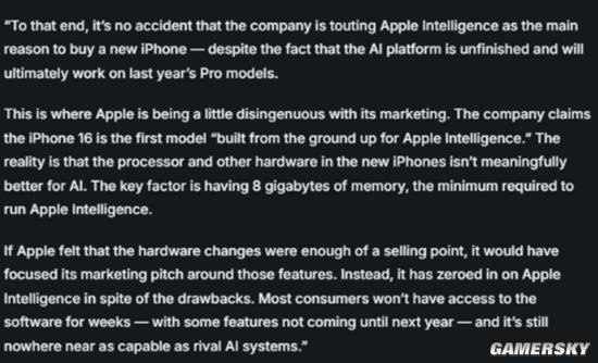 苹果iPhone 16AI功能遭质疑 引发业界质疑