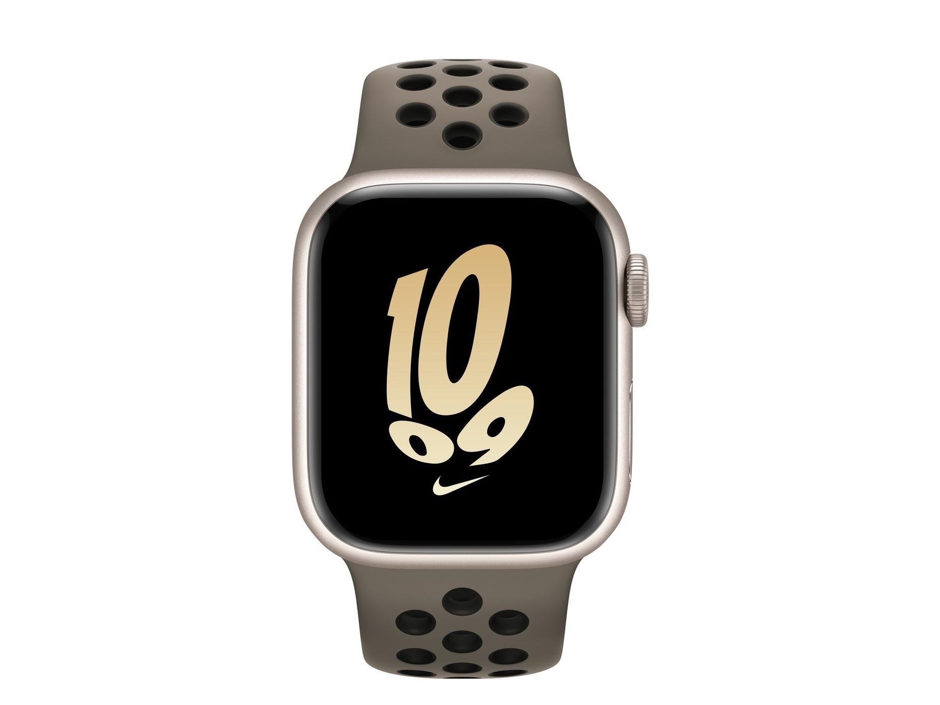 Apple（苹果）Watch Series 8星光色铝金属表壳Nike运动表带 橄榄灰配黑色 GPS版 41mm