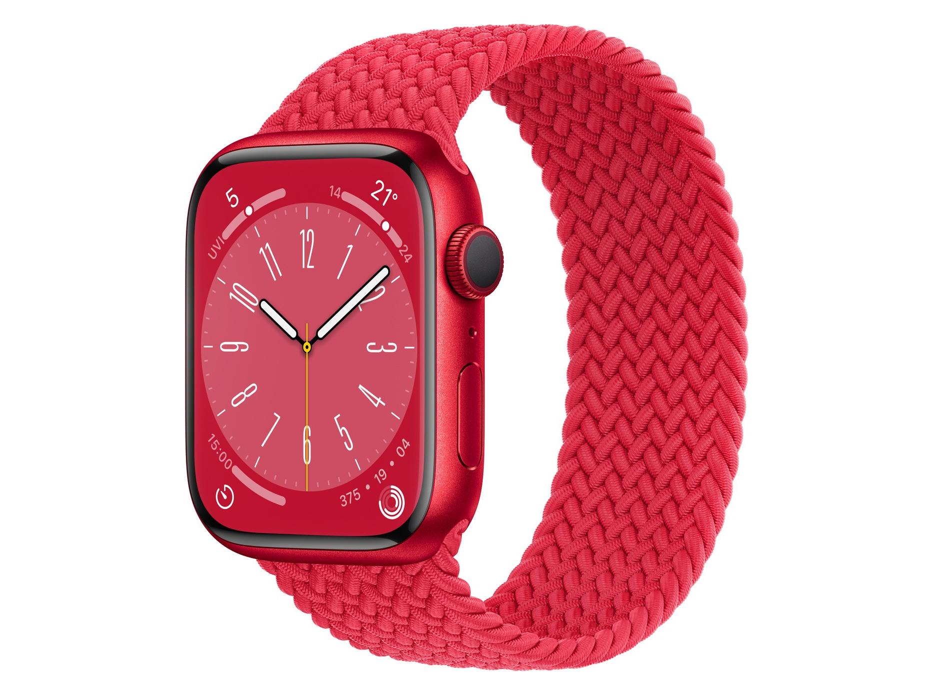 Apple（苹果）Apple Watch Series 8 编织单圈表带 41mmGPS 红色铝合金表壳