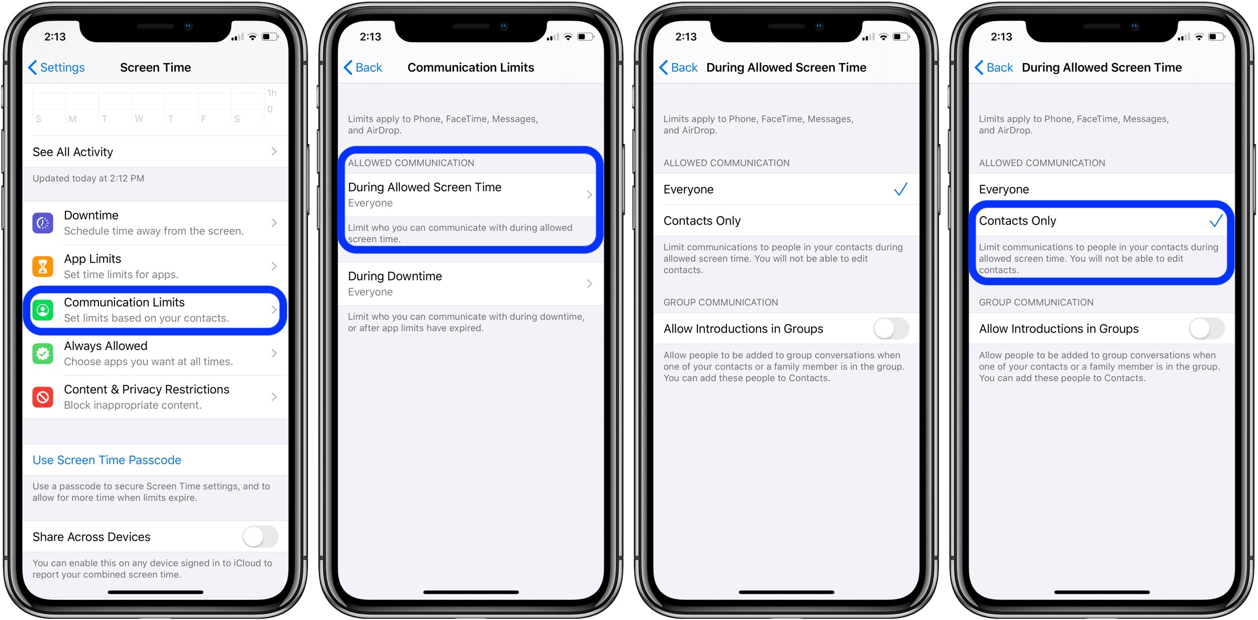 iOS 13 教程：如何通过屏幕使用时间为孩子设置 iPhone 通信限制？