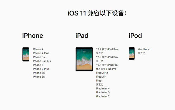 哪些设备可升级iOS11？iPhone5/5c/iPad4已被抛弃