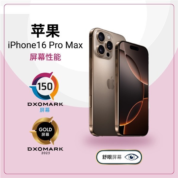 iPhone 16 Pro Max屏幕成绩公布：色彩惊艳无频闪